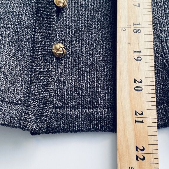 Dunollie Looms VINTAGE Pant Suit Small Gray Wool Knit Gold Buttons Pleated Retro - Picture 4 of 11